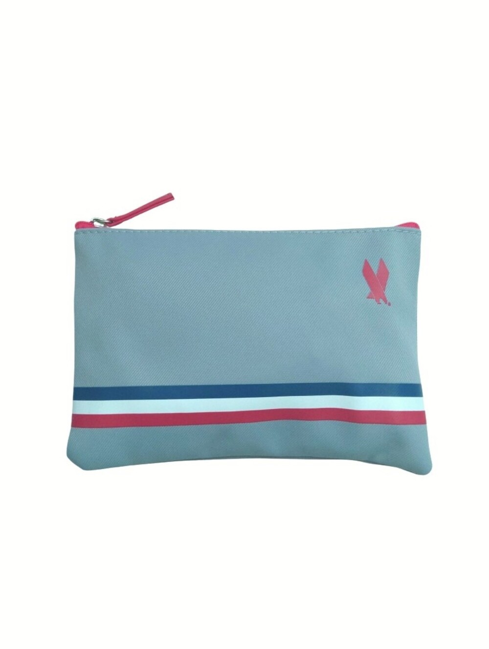 Gray Cosmetic Bag American Airlines Travel Amenity Kit Red Blue White Straps